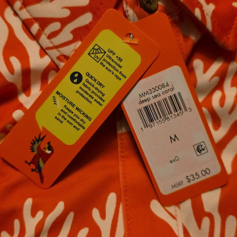 Mens Margaritaville Deep Sea Coral Button-Down Shirt